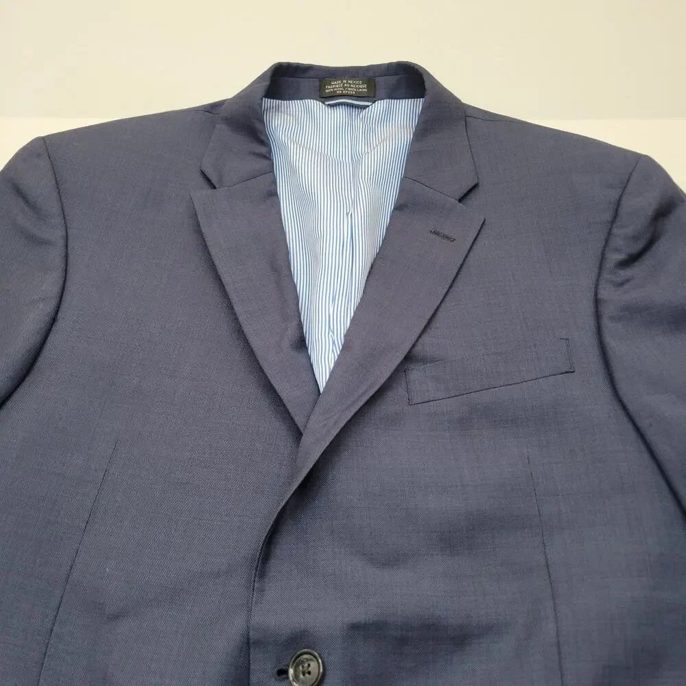 Tommy Hilfiger 100% Worsted Wool Navy Sport Jacket Blazer 42R Dual Vent 2 Button